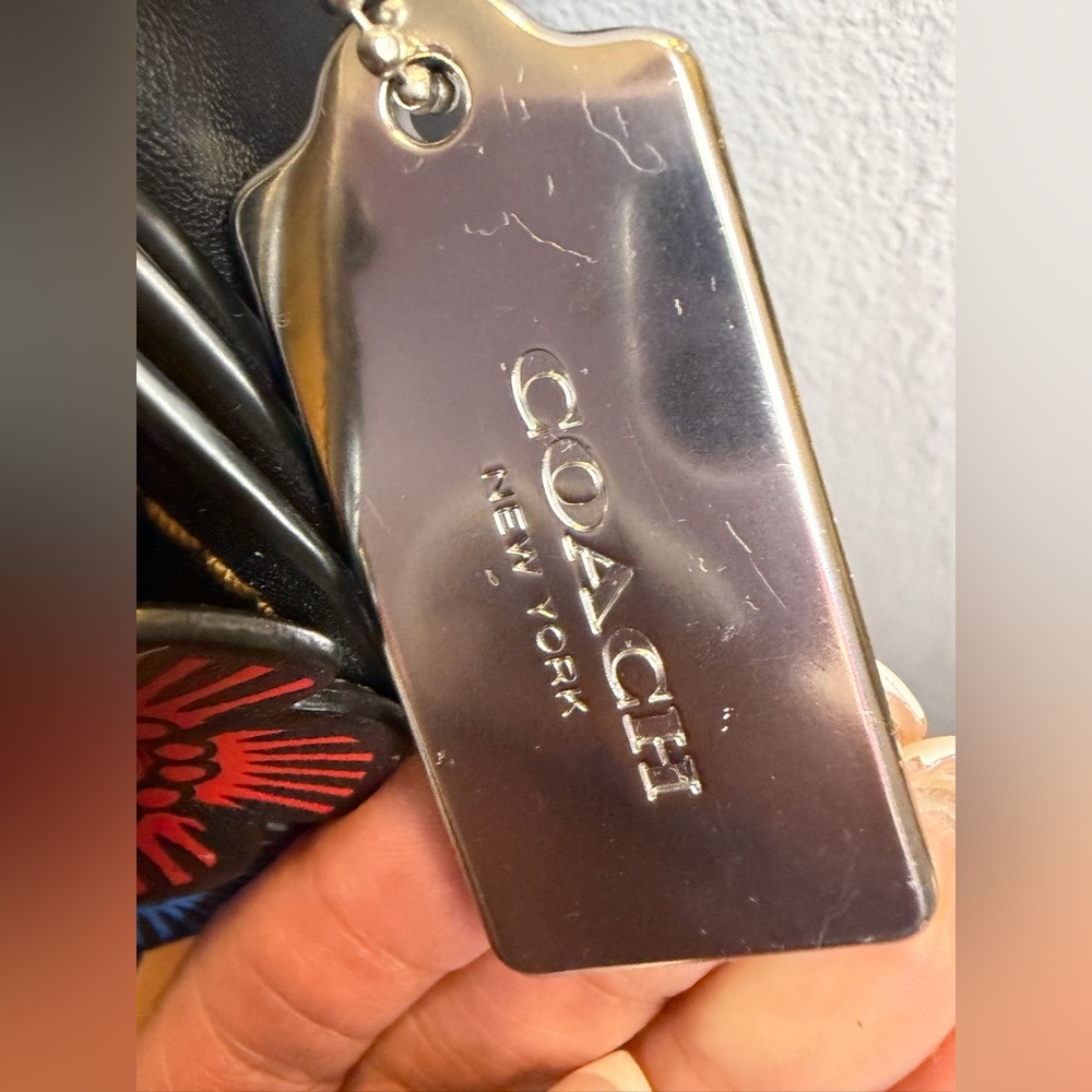 Coach Tea Rose Appliqué Leather Saddle Bag/Floral Crossbody/Black - Picture 14 of 15